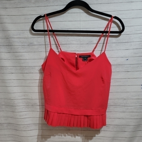 FRENCH CONNECTION PEPLUM RUFFLE TANK TOP IN AZALEA SZ XS - Picture 2 of 9